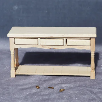 1:12 drveni minijaturni računalni stol kućica za lutke za čitanje: stolovi 3 spremnika