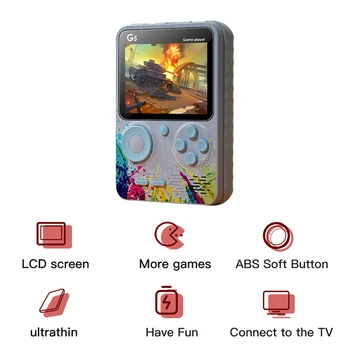 G5 USB Mini Retro Igraća konzola za video igre Prijenosni Prijenosni 3,0-inčni Džep konzole za video-igre s velikim zaslonom, Ugrađena u 500 Klasičnih igara
