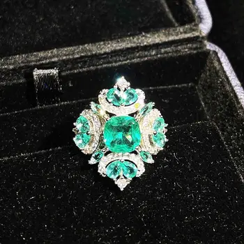 2021 Luksuzni Berba Vjenčano prstenje od 925 sterling srebra sa krunom za žene Bling Princess Cut Prostornih prsten od plavog kristala