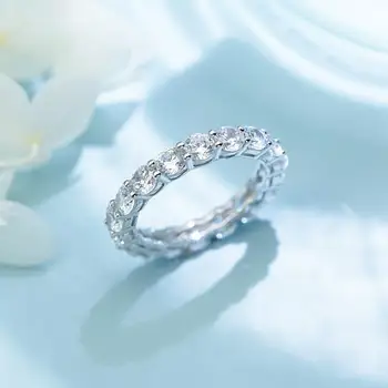 Vječnost Obećanje Prsten 4 mm Dijamant Cz 925 Sterling Srebra Večernje Vjenčano Prstenje za Žene Vjenčanje Fin Vjenčani Nakit