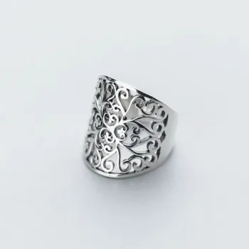 Prsten od 925 sterling srebra za žene Kreativna Berba Šuplje cvijeće ručni rad Tajlandski srebrni nakit za rođendan