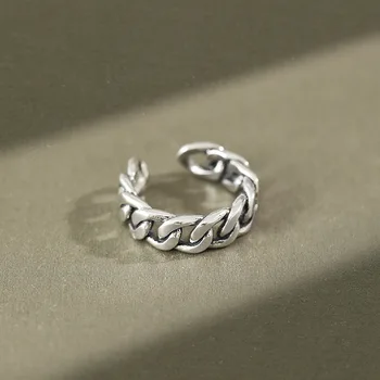 JMYUMI 925 Sterling Srebra Otvoreni Prsten Za žene Klasicni Oblik Kruga Geometrijski Višeslojne Nakit Ručno Podesiva Анилло