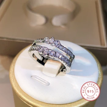 925 sterling Srebra Fin Двухслойное Bijeli prsten s kubični cirkon za Ženske ukrase Poklon Za Rođendan u rasutom stanju