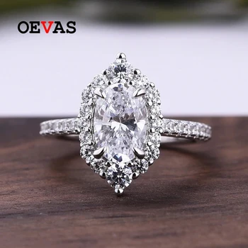 OEVAS 925 Sterling Srebra 8*10 mm Ovalni Prsten s высокоуглеродистыми dijamantima za žene Pjenušava Svadbeni Nakit Veleprodaja