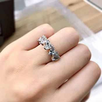 PANSYSEN Klasična Brušenje u obliku srca od čistog srebra 925 sterling s муассанитовым dijamant Angažman prstenje Angažman prstenje Nakit za žene