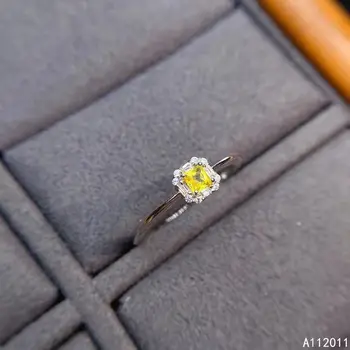 KJJEAXCMY fin nakit 925 sterling srebra sa umetak prirodni miss žena djevojka dragulj žuti safir novo donje prsten popularno
