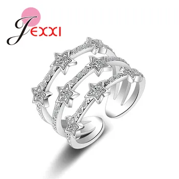 Ovi Prstenovi od 925 Sterling Srebra Romantične Višeslojne Ljeskanje CZ Kristal, Cirkon je Kamen Star Nakit za žene je Dobar poklon