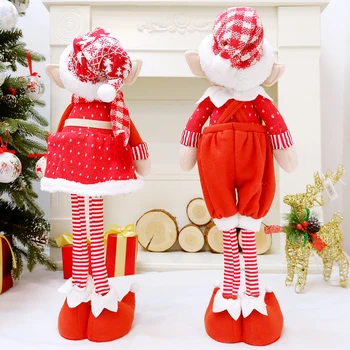 60 cm Božićno Crvena Pokus Lutka sa Dugim Nogama, stojeći Pliš igračku, Figurice, Božićni ukras, Dekor Kućne prostorije, Novogodišnji poklon 2022