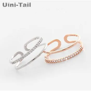 Uini-Rep vruće novi korejski verzija 925 sterling srebra двухслойное otvoreni prsten jednostavan temperament divlje nakit boem ED705