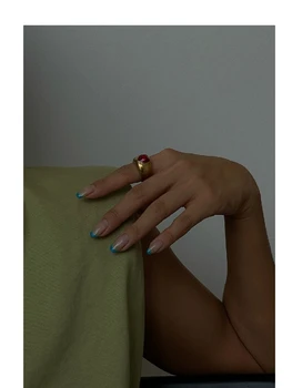 Mesing Sa 18-karatnim zlatnim Retro-srdačna tvrdim prstenom Donje nakit proizvod, Sjajan Dizajn T-show, Klupska коктейльная college, Rijetka Japanski korejski