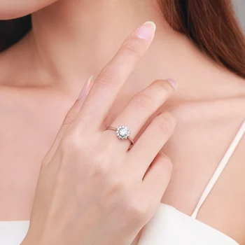 Ailmay Blistava Prozirna Cirkon Moda 925 Sterling Srebra Cvijet Prsten Na Prst Za žene Vjenčanje Izjava Fin Srebrni Nakit