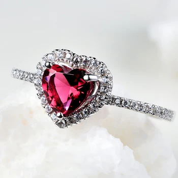 Luksuzno Zaručnički prsten s dijamantom u obliku Crvenog Srca Za žene 925 Srebro Vjenčanje Modni Nakit Pribor