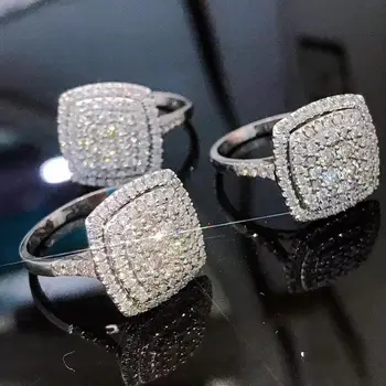 2021 Ženska Luksuz 925 Sterling Srebra Vječnost Zaručnički Prsten Trend Srebrna Boja Nakit, Vjenčani Prsten je Poklon za Mladence