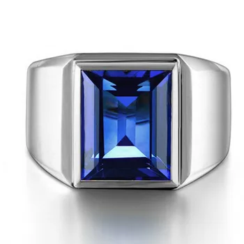 Klasični 925 стрелинг Srebro je Prirodni 6 karata Kvadratnom Plavi Safir Domali prst Vječni Koktel Vjenčano prstenje za muškarce nakit dječak