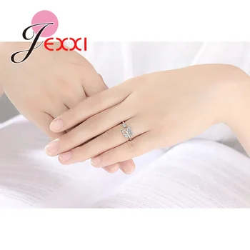 Modni Prstenova Plesač Leptir Otvoreni Prsten 925 Sterling Srebra AAA Cirkon Prsten Za žene Vjenčanje/Angažman Modni Nakit