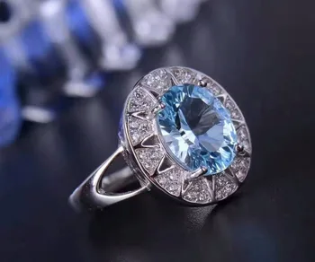 Modni srebro prsten sa dragim kamenjem za žene 8*10 mm 4 karat prirodni nebo - plavi topaz srebro prsten čvrsto 925 srebro prsten s topaz romantičan poklon
