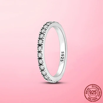Blistavi Zaručnički prsten od 925 sterling srebra, sklopivi zrna, CZ, Cirkon, Prsten na prst za žene, Vjenčani prsten, Nakit poklon