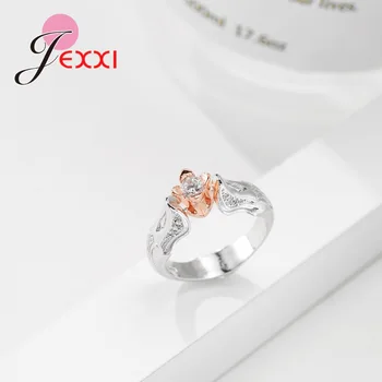 Nakit-prsten u obliku cvijeta Za žene Od 925 sterling srebra Анилло Utrti Sjajnu s efektom bisera: blistava Crystal Vjenčanje pribor za stranke