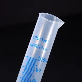 1pc 100 ml Plastični Cilindar Prozirna Cijev S Plavom Skalom Alat Za Mjerenje Tekućina Za Kemijski Laboratorij Čine Vino