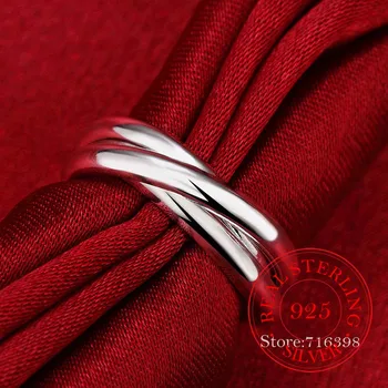 Nakit Od 925 Sterling Srebra Tri Kruga Vjenčanje Srebrni Prsten Para za Nove Žene Muškarci Lijepa Anel De Prata Nakit/fafa