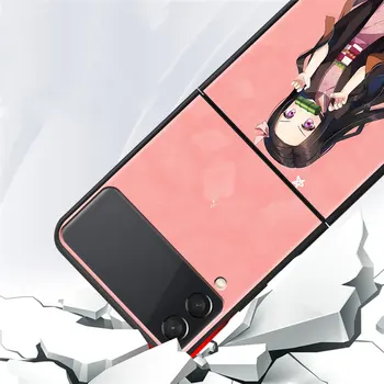 Capa za Samsung Galaxy Z Flip 3 5 G Torbica Tvrdi Telefon Коке Split Preklopna Torbica za Telefon ZFlip Ubojica Demona Kawai Slatka Anime