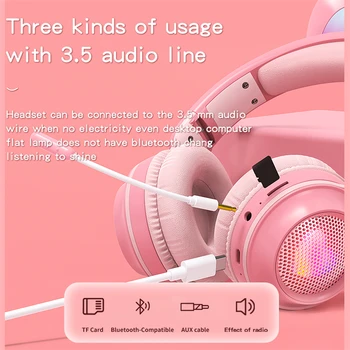 Zec uši Osvijetljena Slušalice Sa Mikrofonom Gaming Slušalice Fone De Ouvido Auriculares Bluetooth Dječji Slušalice Dječji Dar Bežične Slušalice