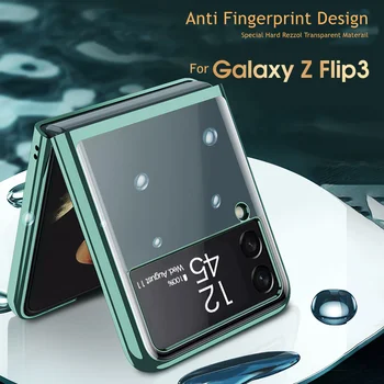 Galvanska Okvir za Transparentan Hard Case Za Samsung Galaxy Z Flip 3 Bistra Stražnji Poklopac s Potpunom Zaštitom Za Z Flip 3