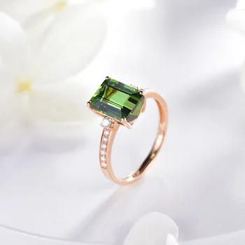 14K Nakit od Zlata Smaragd Prsten za žene Fin Vjenčano prstenje Anillos De Emerald Dragulj Porijeklo 14K Rose Gold Anel Žene