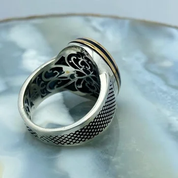 Muški prsten Turski Fin Nakit 925 Karat Sterling Srebro, Crni Oniks, Svih Dimenzija,poklon za njega