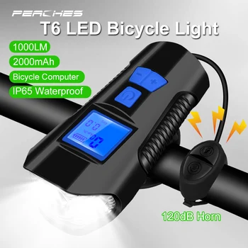 Biciklistička svjetlo Prednji USB Punjiva Lampa MTB Cestovni Biciklizam Svjetiljka s Biciklom računalom, LCD brzinomjer Biciklistička lampe