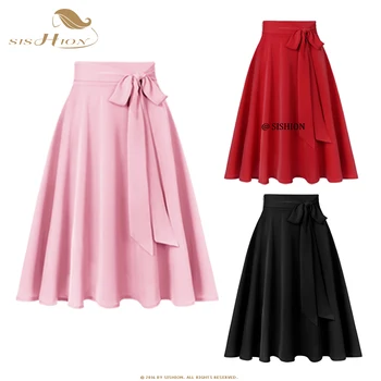 SISHION Monotono Božićno шифоновая duga suknja Falda Jupe Femme SS0025 Vintage elegantan zelena, Crna, pink ženska suknja