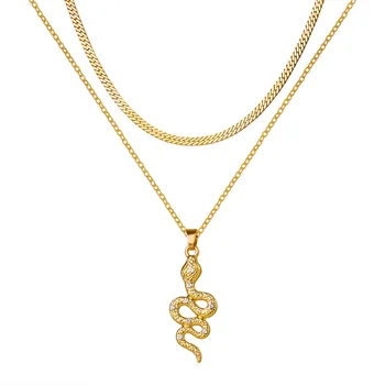 Делисия King 2021 novi dijamant zmijski privjesak ogrlica kreativni u stilu punk zlatni lanac s dvostrukim ключицей
