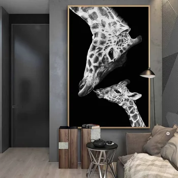 Afrika Žirafa Crno - bijele Životinje Zidni Umjetničke Plakati Životinje Platnu Ispis Slike Slika za Dnevni boravak, Spavaće Ukrasne