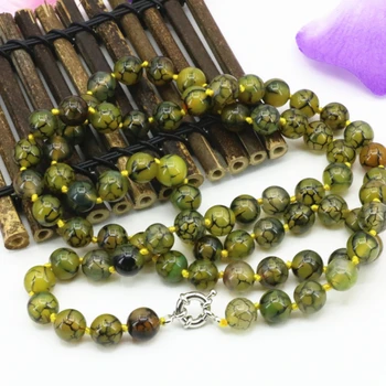 Topla rasprodaja ogrlica s dugim lancem 10 mm prirodni žuti zmaj ahat kamen oniks, karneol okrugle perle za nakit u etničkom stilu 36 cm B3208