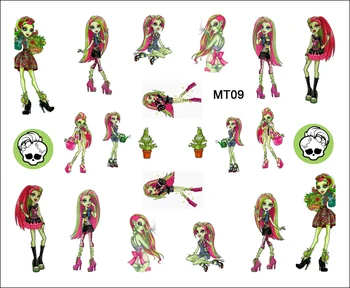 1 List Nokte MT09 Monster High Green Venera Макфлайтра Crtani Lubanju Nail Art Vode Transfer Naljepnica Naljepnica Za Nokte