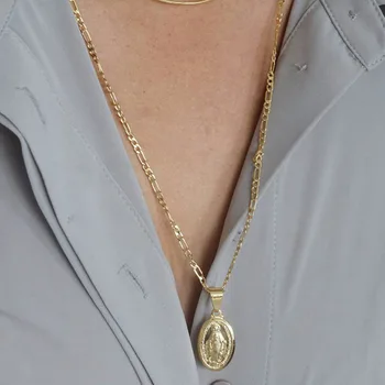 Duga ogrlica kako za muškarce tako i za žene na gozbi ovalnog kovanice s ovjesom u retro stilu 