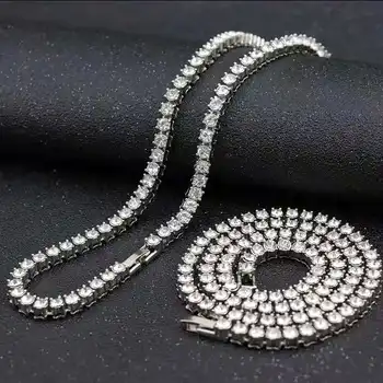 Hip-hop обледенелые 5 mm ženske, muške ogrlice sa štrasom Ogrlicu sa šljokicama od kristala Teniska lanac Ogrlica za muškarce ženske narukvice ogrlice