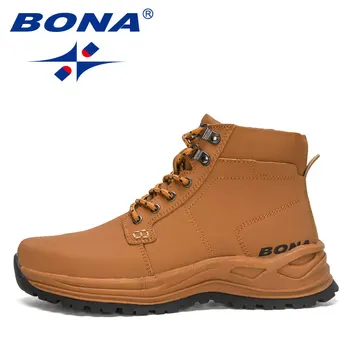 BONA 2022 Novi dizajneri Trendy Retro čizme kožne cipele za muškarce sa visokim берцем Zimske cipele na otvorenom pliš čizme za desert Mansculino