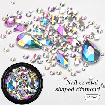 HNUIX 1 kutija mješoviti 3D vještački dijamant nakit za nokte Crystal Drago kamenje Nakit Zlato AB sjajna kamenje šarm staklo manikura accessoi